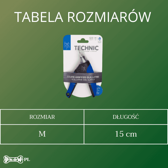 tabela rozmiarow Gilotynka do pazurów dla psa Technic Héry
