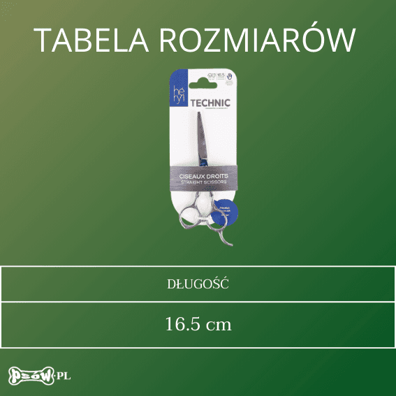 tabela rozmiarow Nożyczki proste dla psów Technic Héry