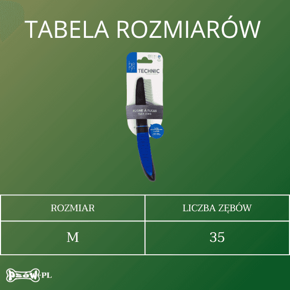 tabela rozmiarow Grzebień naprzemienny dla psa Technic Héry