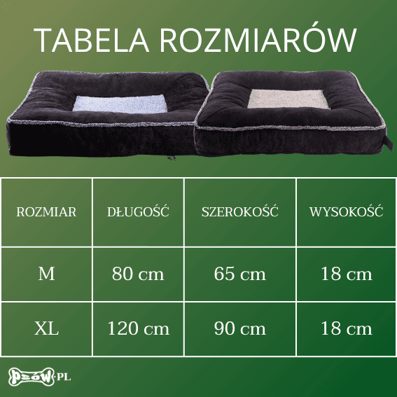 tabela rozmiarow Materac dla psa z grubymi brzegami Doudouzen 2 kolory
