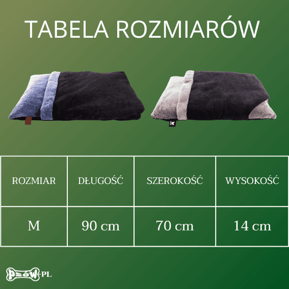 tabela rozmiarow Materac dla psa z kocem Doudouzen 2 kolory