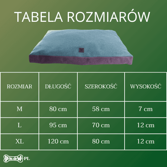 tabela rozmiarow Materac dla psa tkanina Oxford niebiesko-fioletowy