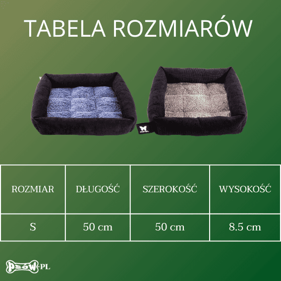 tabela rozmiarow Legowisko termoizolacyjne dla psa Kratka 2 kolory