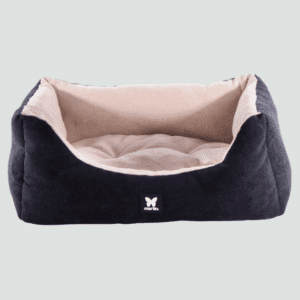 Legowisko z zamszu dla psa Domino czarno-beżowy