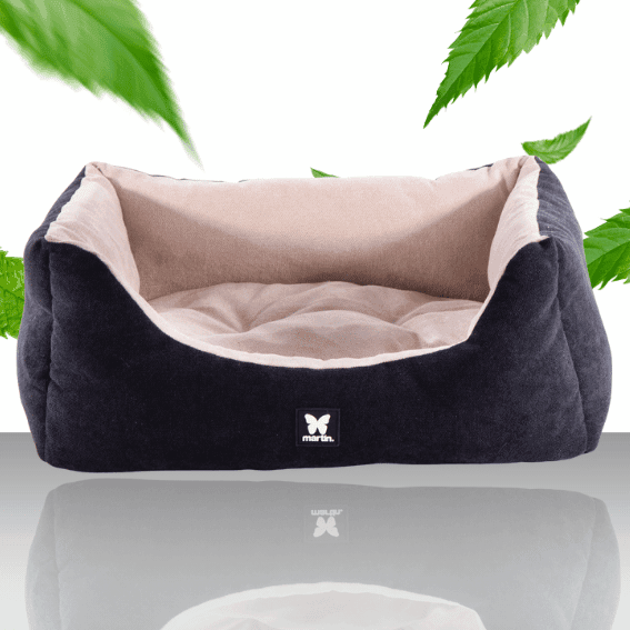 Legowisko z zamszu dla psa Domino czarno-beżowy 2