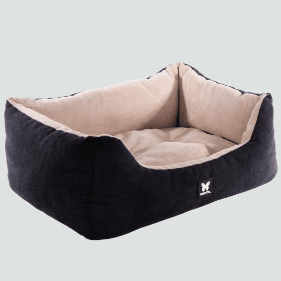 Legowisko z zamszu dla psa Domino czarno-beżowy 3
