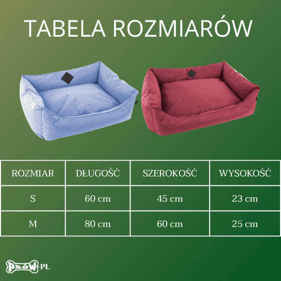 tabela rozmiarow Legowisko dla psa Croisette