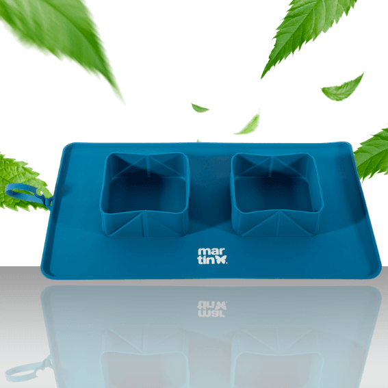 Składana mata z miskami 2 w 1 niebieska 2