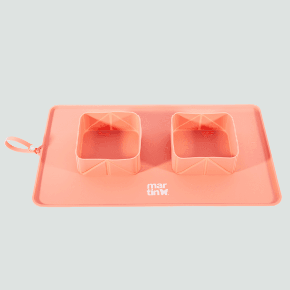 Składana mata z miskami 2 w 1 różowa
