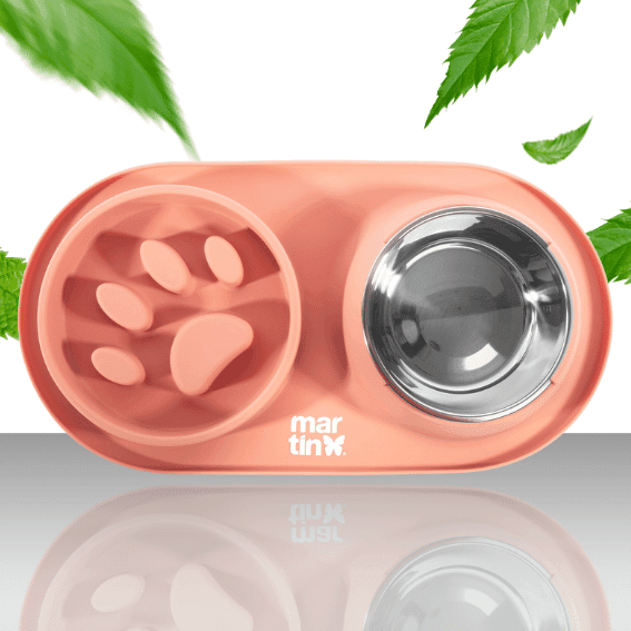 Miska ze stali nierdzewnej dla psa Slow feeder różowa 2