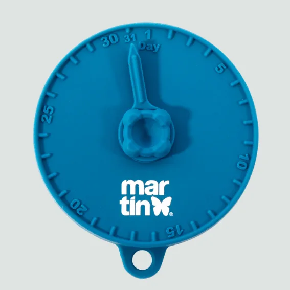 Pokrywka do karmy dla psa z obrotowym znacznikiem daty niebieska