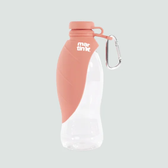 Butelka na wodę dla psa z silikonu 2w1 różowa