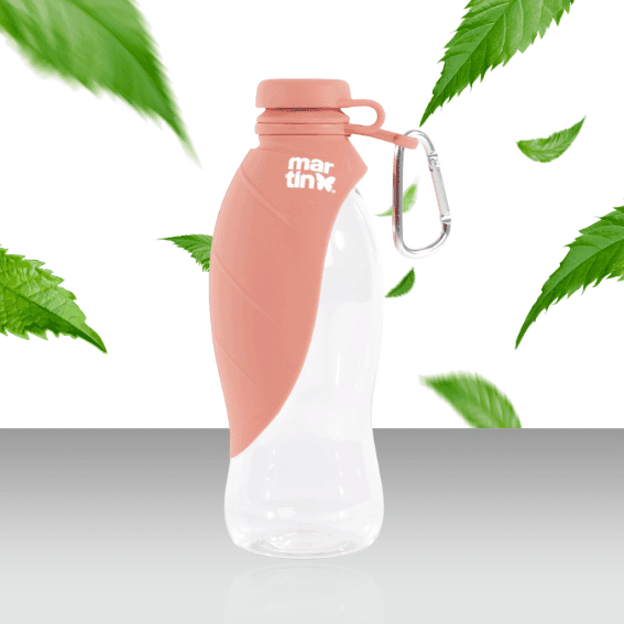 Butelka na wodę dla psa z silikonu 2w1 różowa 2