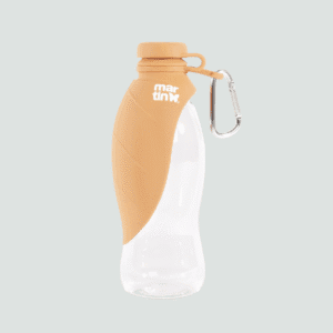 Butelka na wodę dla psa z silikonu 2w1 żółta