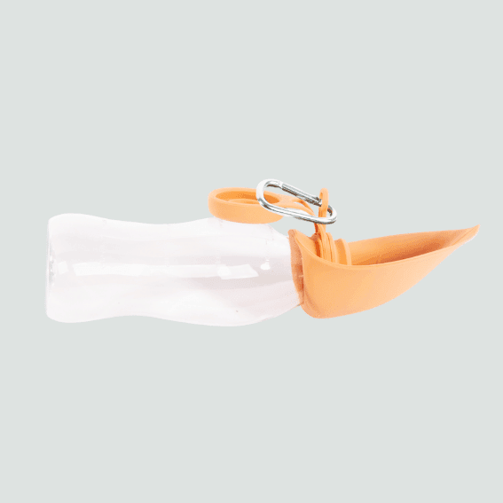 Butelka na wodę dla psa z silikonu 2w1 żółta 4