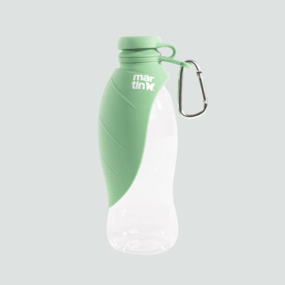 Butelka na wodę dla psa z silikonu 2w1 zielona