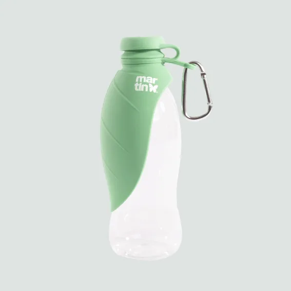 Butelka na wodę dla psa z silikonu 2w1 zielona