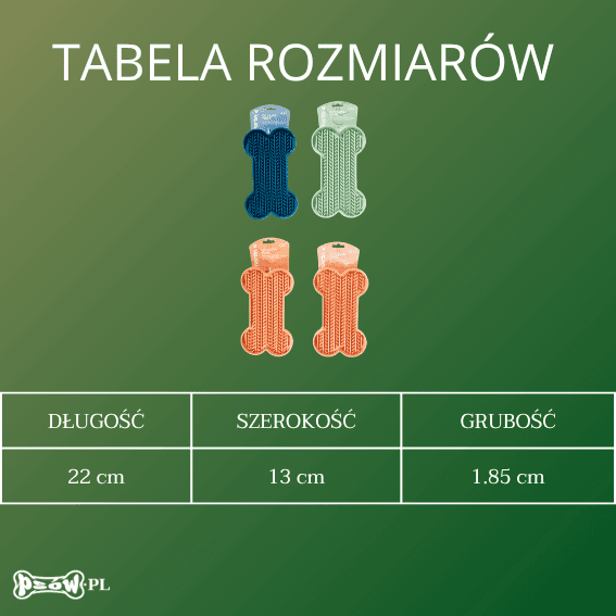 tabela rozmiarow Mata do lizania z silikonu kość